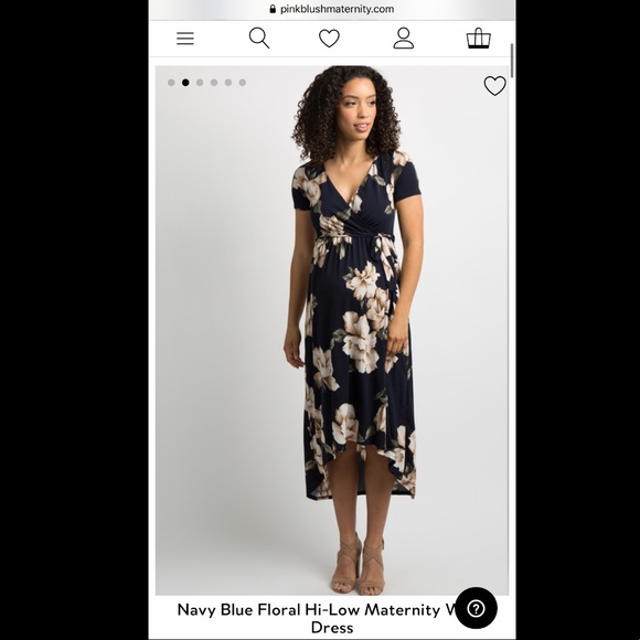 Navy Blue Floral Hi-Low Wrap Dress - Picture 5 of 8